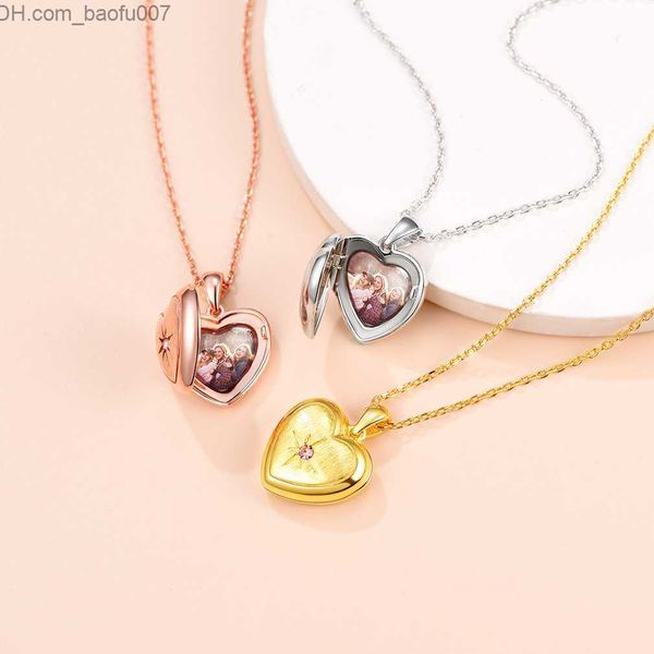 

pendant necklaces u7 custom birthstone 925 silver open frame necklace laser carved commemorative family p personalized jewelry z230707
