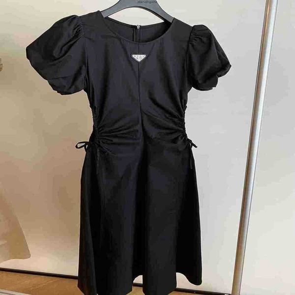 

casual dresses designer new summer u-neck waist up dress ins date wear women clothing byer, Black;gray