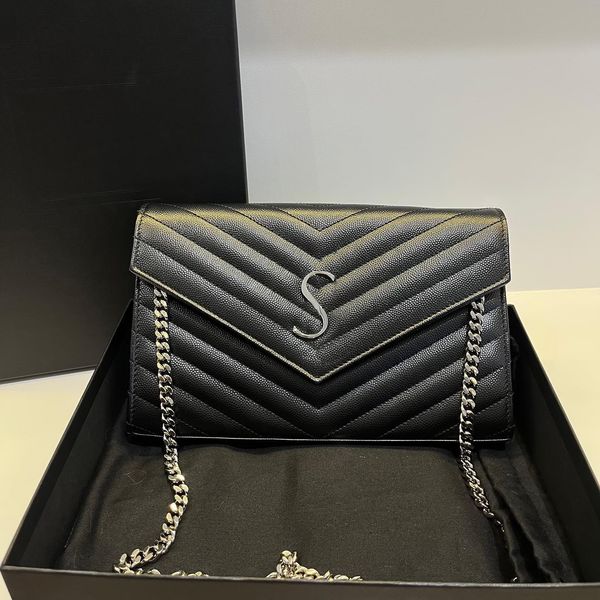 

womens caviar woc shoulder satchel envelope bags mens mirror quality luxury designer pochette messenger bag genuine leather metal chain cros