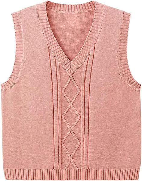 

girl's cable knit sweater vest v neck solid color uniform vest, Camo