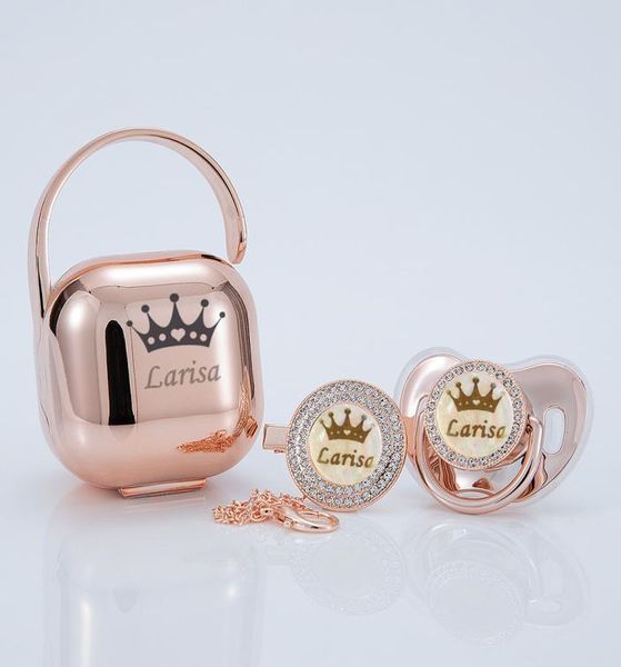 

miyocar personalized rose gold bling pacifier and clip pacifier box set bpa dummy luxury 2103165506306