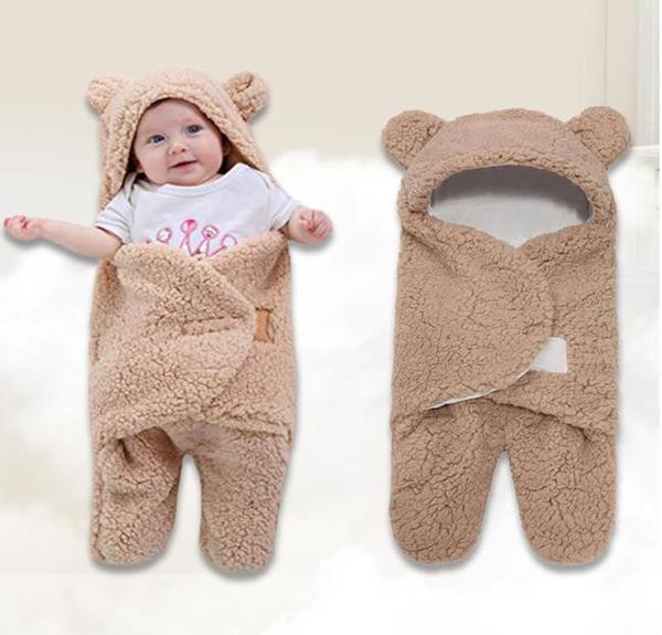 

012 months autumn baby sleeping bag envelope for newborn baby winter swaddle blanket wrap cute sleeping bags solid baby bedding4741331