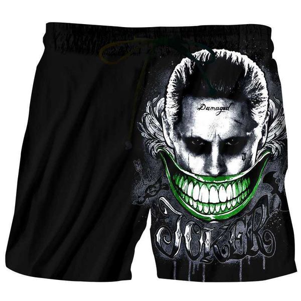 

beach shorts men 2018 homme print 3d anime big mouth joker bermuda swimwear quick dry boardshort sea shorts maillot de bain 5xl, Black