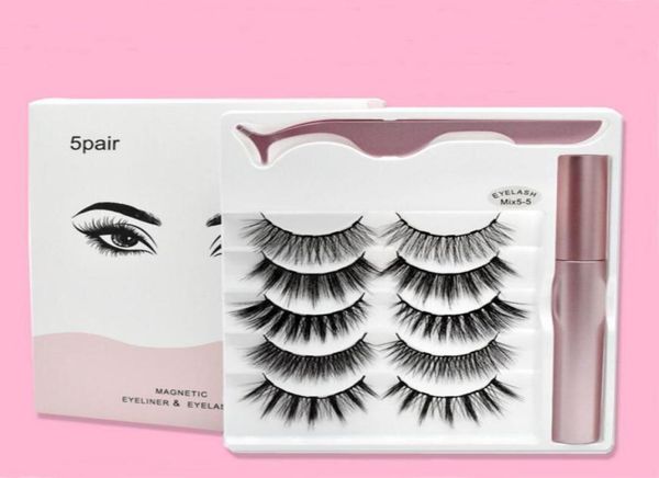 

magnetic eyelashes with eyeliner and tweezer 5 pairs 5 magnetic false eyelashes liquid eyeliner makeup set reusable eyelash no glu4513048