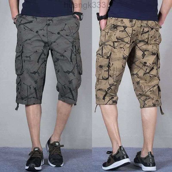 

cargo pants pants men's plus size multibag outdoor sports beach shorts summer cotton calflength fashion paint trousers drop shipping, Black