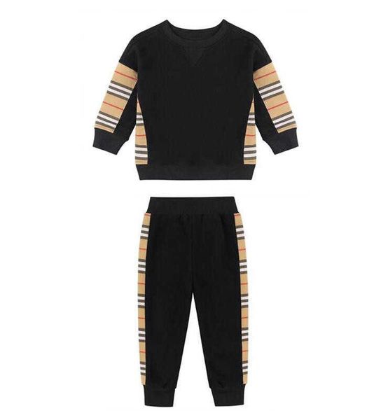 

girls baby boys striped clothing sets kids casual sports tracksuits cotton children sportswear pullover+pants 2pcs set, White