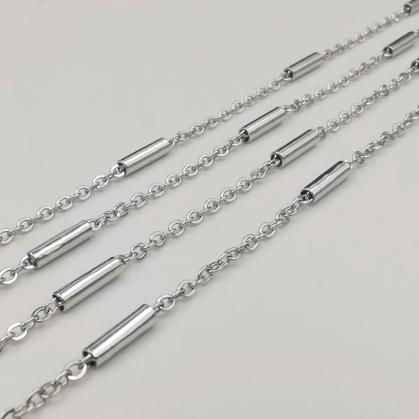 

5pcs lot silver women girls necklace cable chain steel tube link stainless steel thin 2mm 18-24inch choose lenght