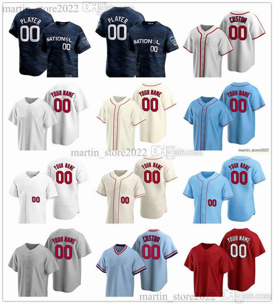 

2023 all-star baseball jersey 28 nolan arenado 11 paul dejong 50 adam wainwright 46 paul goldschmidt 40 willson contreras 18 walker 92 genes, Blue;black