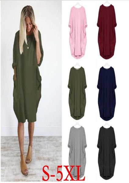 

large size maternity dress new autumn winter round neck leisure time wide pocket long sleeve pregnancy clothes vestido sukienka cx7376247, White