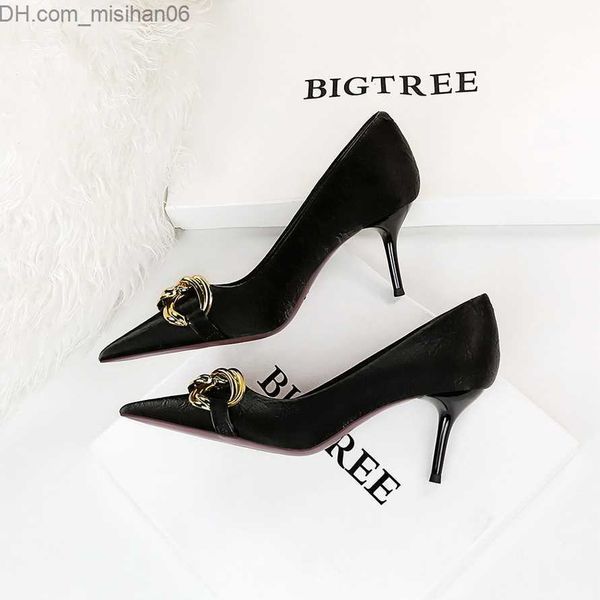 

dress shoes bigtree shoes large metal button women's pump luxury banquet shoes women's high heels party shoes little cat high heel, Black