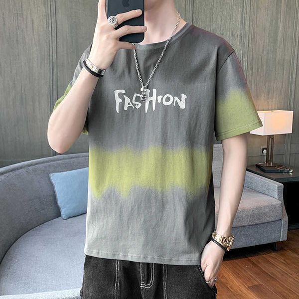 

short sleeve t-shirt men's summer new trend loose casual cotton clothing backing fashion brand striped round neck jacket, White;black