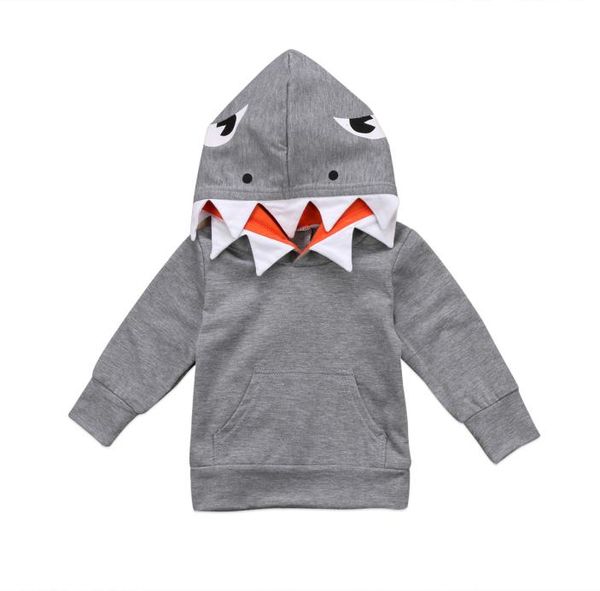 

2017 new casual toddler kids boys cartoon shark hooded hoodie pocket jacket coat outerwear cool clothing2657985, Blue;gray