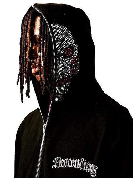 

mens hoodies sweatshirts y2k clothing hoodie men skeleton oversized sweatshirts y2k zip up hoodie autumn goth hoodies grunge jacket streetwe, Black