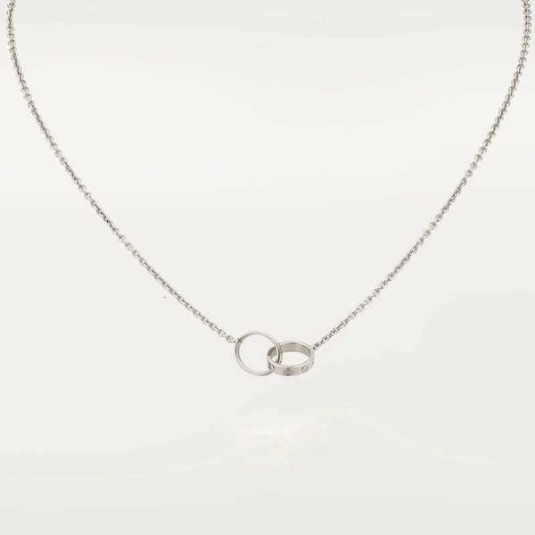 

new classic design double loop charms pendant love necklace for women girls 316l steel wedding jewelry collares collier, Silver