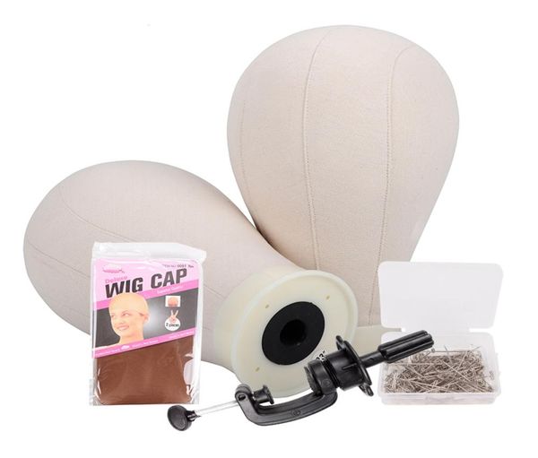 

2125inch canvas block mannequin head stand for wig making display complete wig making supplies t pins stocing wig1503418, White