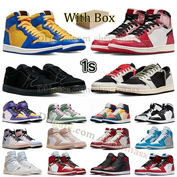 

with box 2023 jumpman 1 mid basketball shoes 1s high og reverse laney spider verse black phantom mens womens sneakers j1 ts x black phantom