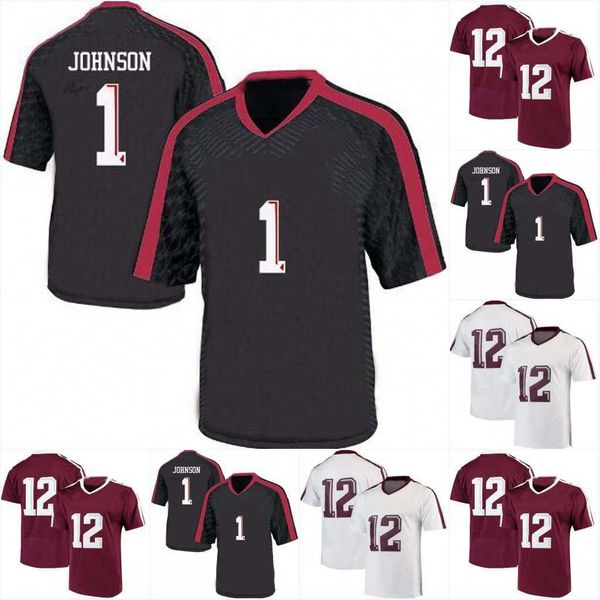 

college #14 max johnson #6 devon achane #13 haynes king #0 ainias smith #20 jardin gilbert #1 evan stewart #2 johnny manziel #40 von miller, Black;red