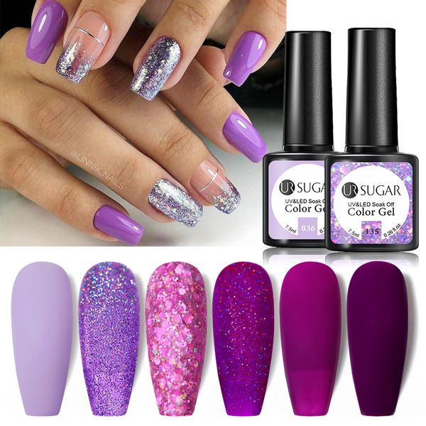 

nail polish ur sugar 75ml matte gel nail polish varnishes hybrid purple glitter color gel for nails varnish soak off uv gel diy nail art 230