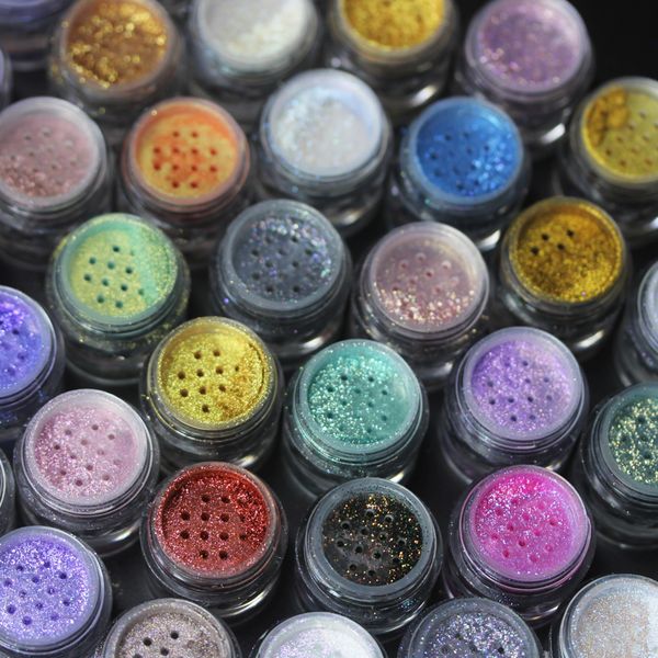

nail glitter cosmetic beautiful multichrome loose face sparkly diamond pigment powder dust safe for eyeshadow makeup body lipgloss nail art, Silver;gold