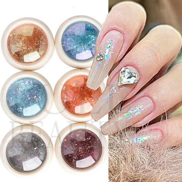 

nail glitter nail glitter sequins holographic sparkly chemeleon flake paillette silver blue charm powder for manicure art decorations leaob0, Silver;gold