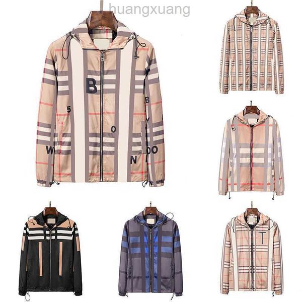 

style multi classic plaid mens hooded jacket designer jacket men fashion casual windbreaker spring summer coat size m--xxxl, Black;brown