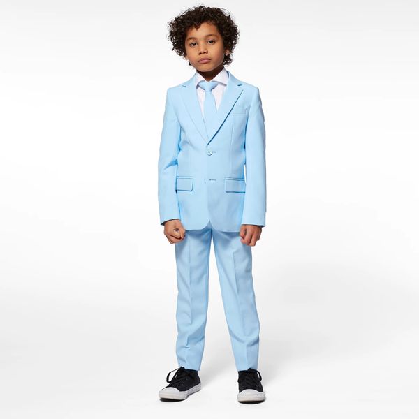 

light blue boy' formal tuxedos 2 pieces classic fit kids suit set for wedding notched lapel child birthday party blazer, Black