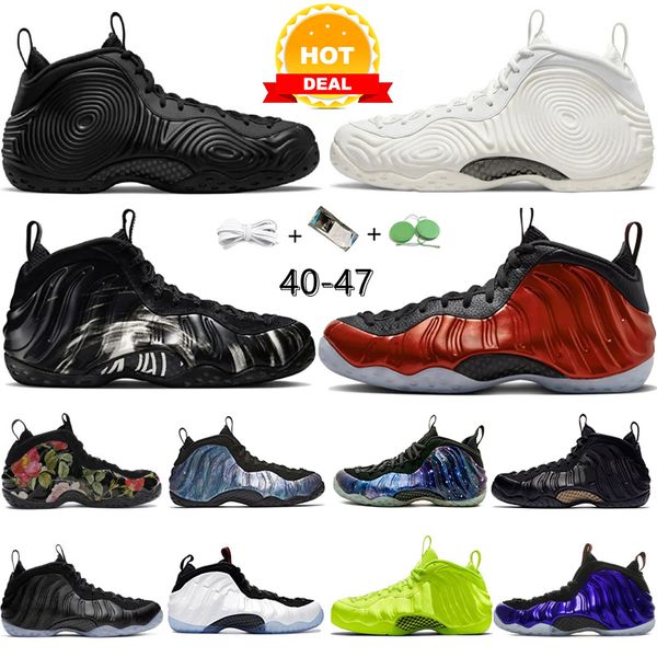 

2023 mens foamposite basketball shoe metallic red black suede gold abalone galaxy 1.0 2.0 all star royal volt sequoia phoenix suns foam posi