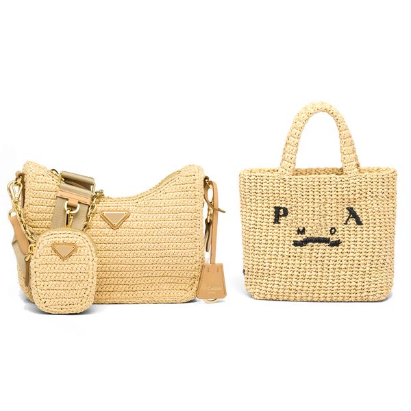 

fashion new style bags totes weave shoulder bag handbag womens men raffia fibre re-edition 2005 lady straw picnic crossbody hobo travel bag