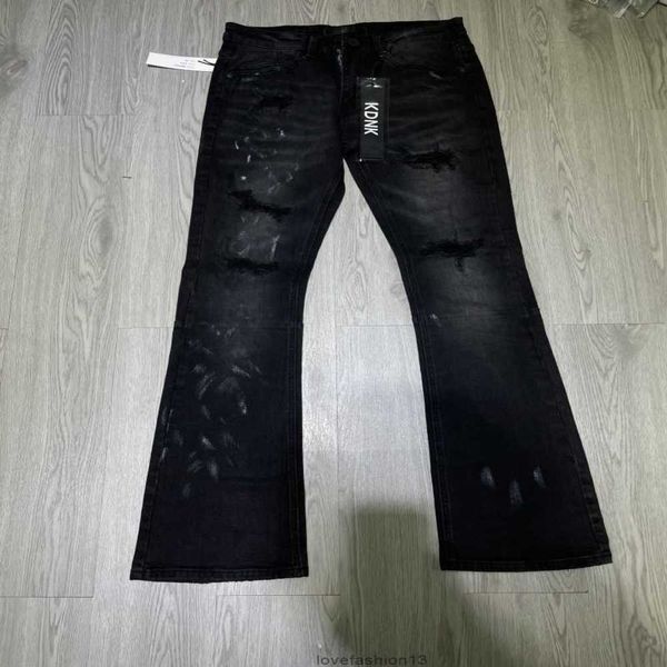 

kdnk jeans designer men's speckled elastic horn fashiion jeans, Blue