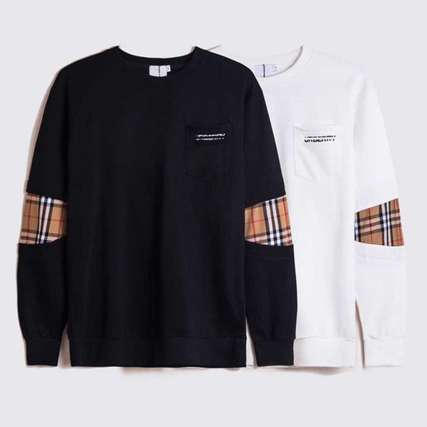 

41wu burberies burbreries womens clothing loose pullover lovers fashion streetwear warm sweatshirts hooded hoodies mens, Black