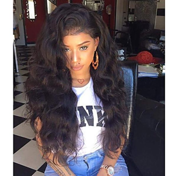 

natural soft black curly wavy long wigs with baby hair heat resistant glueless synthetic lace front wigs for black 9687988