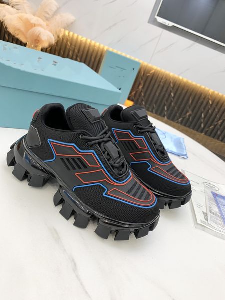 

designer calfskin casual shoes reflective sneakers vintage suede leather trainers fashion shoes leisure shoe platform lace-up 0629, Black