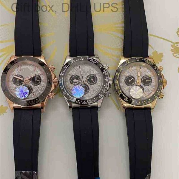 

chronograph watches designer wristwatch watches luxury gold case color options dial waterproof rub ber band sport mechanical watch, Slivery;brown