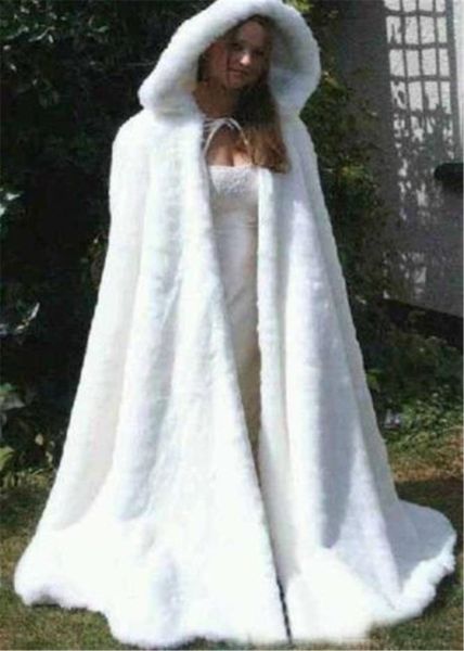 

new winter white lvory wedding faux fur cape shawl bridal jackets hooded shawl3923469