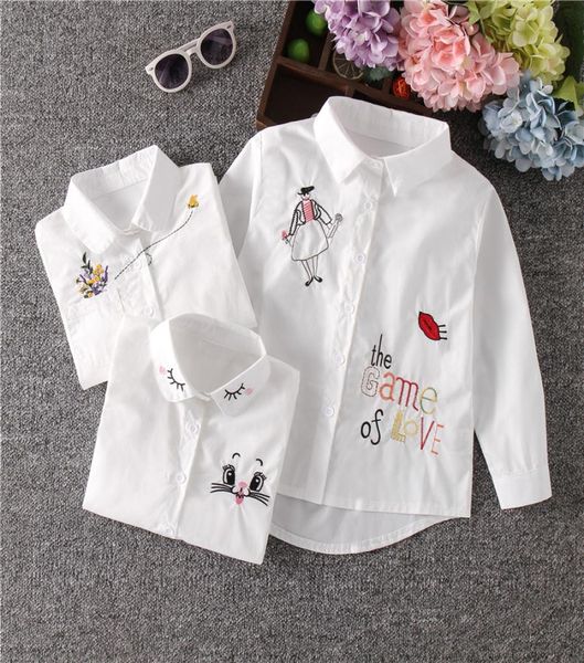 

girls white blouse fall cute long sleeves children cartoon shirts girl blouses cat teenager school clothes kids girl3987050, White;black