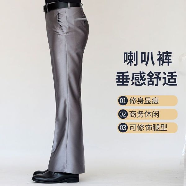 

men's pants office suit dress spring men formal ice silk stretched nonironing autumn slim fit business trousers a36 230705, Black