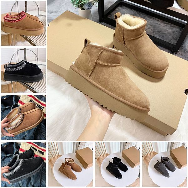 

designer boots for women ugglies australia snow boot womens tasman tazz slippers ultra mini platform booties winter suede wool shoes ladies, Black