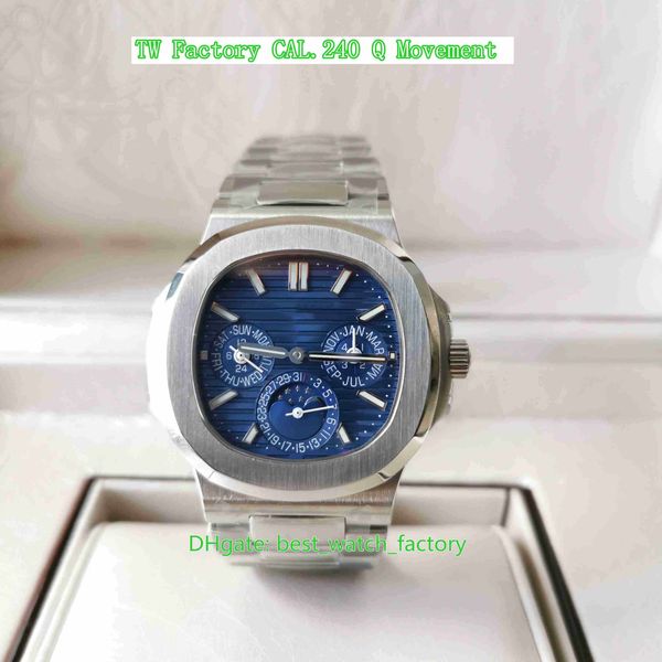 

tw factory mens watch super quality 40.5mm x 8.4mm nautilus 5712/1a-001 moon phase perpetual calendar designer watches cal.240 q mechanical, Slivery;brown