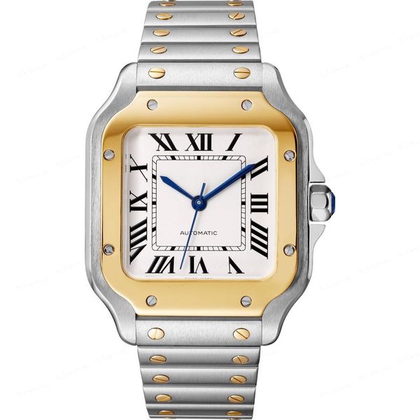

5A Designer Business Santos Watch Mens Ladies Automatic Fashion Watch Available in Steel Strap and Cow Leather Strap Stainless Steel Sapphire Glass Fits, Blue