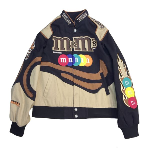 

men's jackets embroidery m letter harajuku baseball jacket coats men women hip hop printed couples harajuku patch varsity bomber jacket, Black;brown