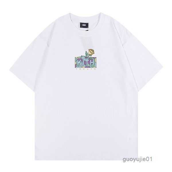 

2023 designer kith men's t-shirts the new yorker skyline newsstand rabbit paper cutting printed round neck cotton loose casual t-shirt, White;black