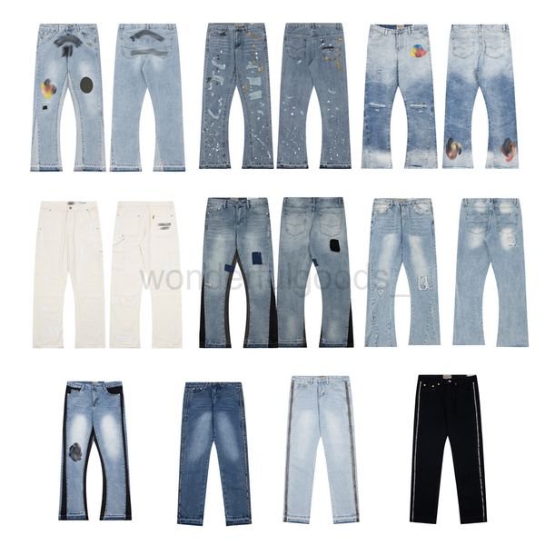 

mens designer jeans european and american gd high street hole rock jeans washed pants, Blue