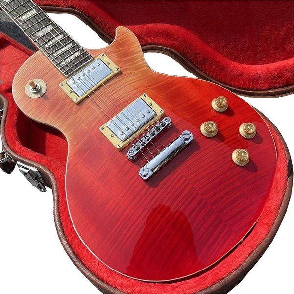

factory customized new red gradient electric guitar including leather case