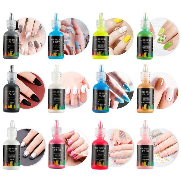 

nail gel airbrush nail ink nail polish nail paint use for airbrush spray gun making hollow pattern color painting stencil nail art tools 230, Red;pink