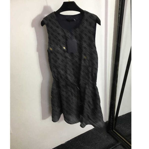 

23ss womens designer clothing summer dresses women dress presbyard logo print drawstring waistcoat dress womens clothing a1, Black;gray