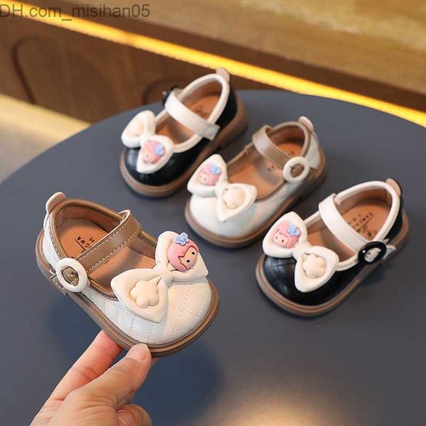 

athletic outdoor wedding party little girl leather shoes flower children's casual shoes vintage embroidery flower bow z230706, Black