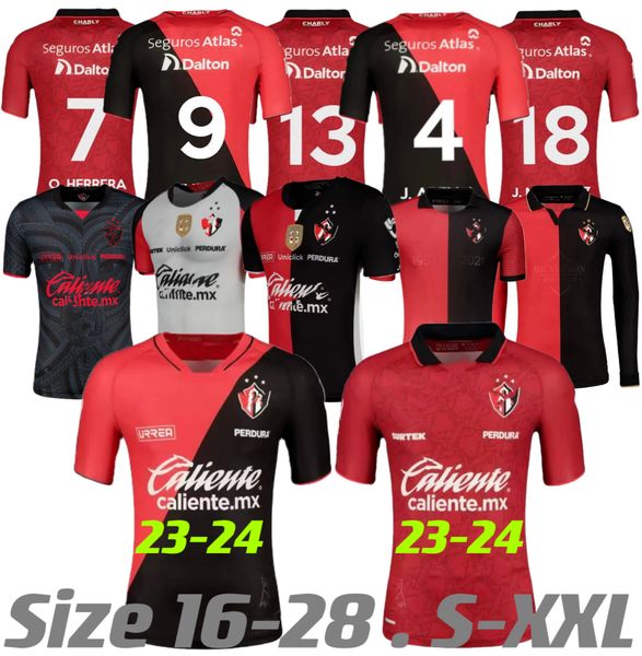 

2023 2024 atlas soccer jerseys fc furch j.quinones garnica m.caraglio herrera flores rocha reyes home away 3rd 22 23 24 football men kids sh, Black
