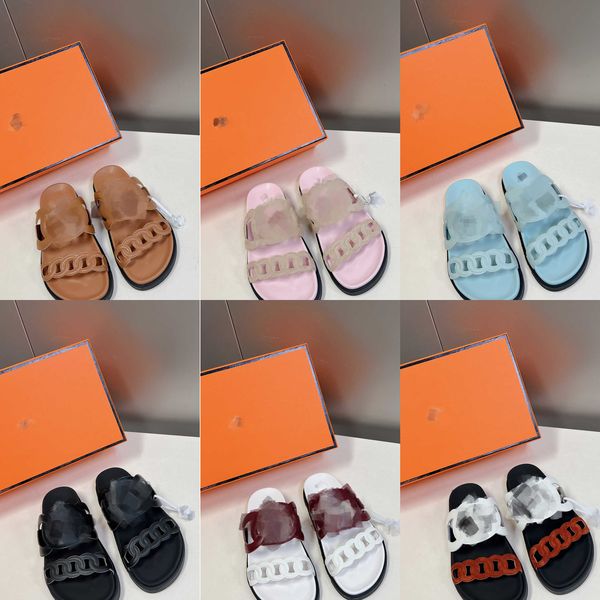 

2023 designer sandals extra egerie h slippers perforated flip flops platform rubber cut-out chypre slide genuine leather calfskin fashion be, Black