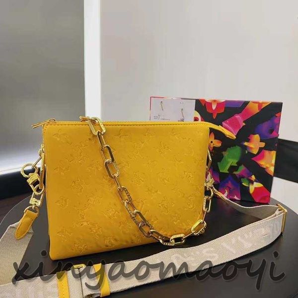 

designer crossbody bag lambskin three-layer bag spring and summer new, square bag v104261-104260 yellow