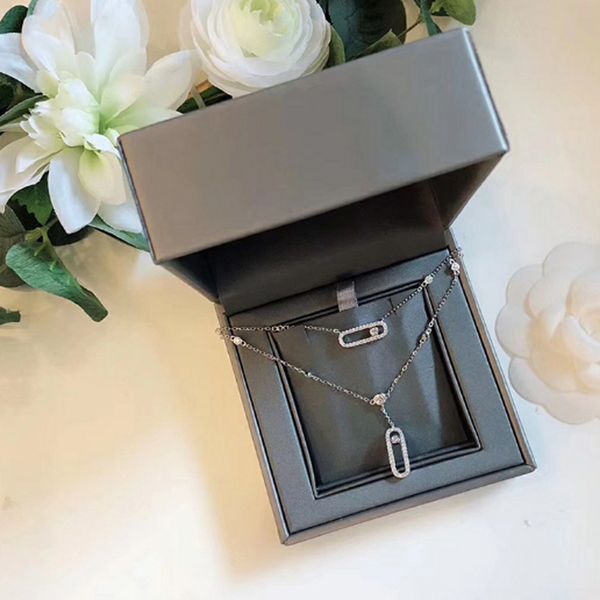 

double loop necklace for woman designer diamond sterling silver luxury highest counter quality classic style never fade gift for girlfriend